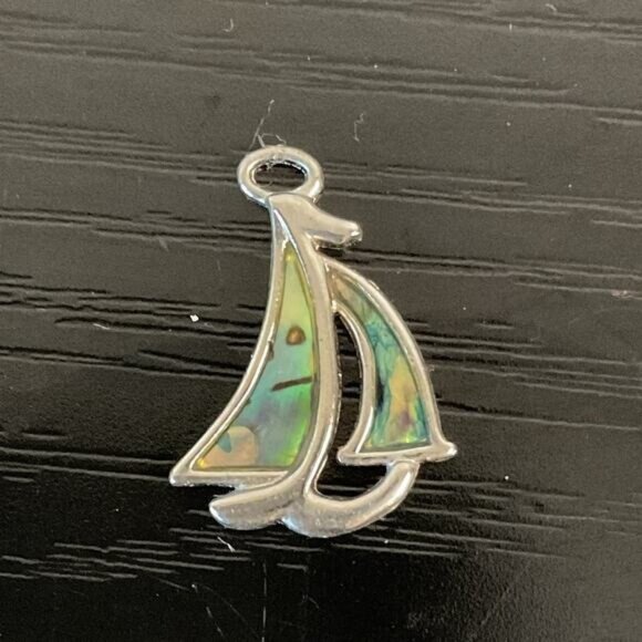 Sailboat Abalone Shell Pendant Charm Nautical Themed Jewelry - Picture 1 of 4